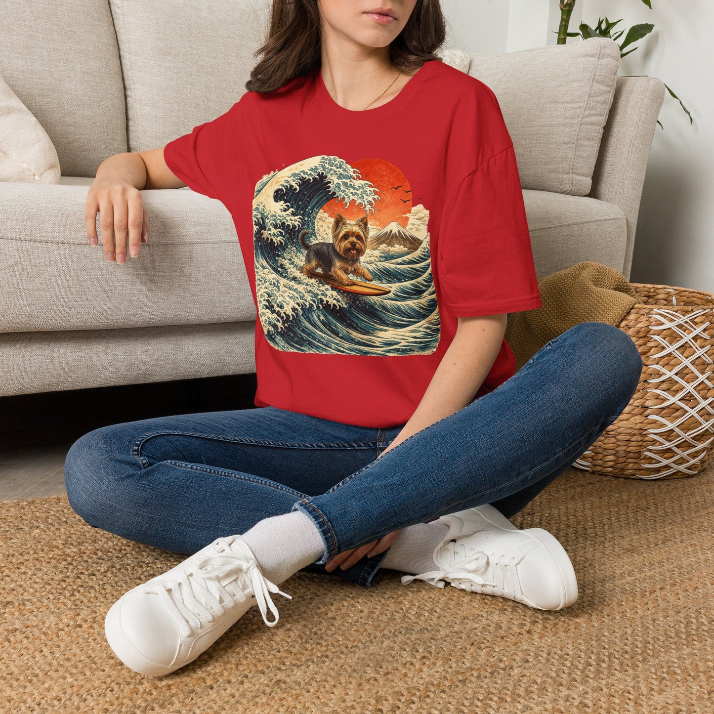 Yorkshire Terrier Wave T-Shirt — Japanese Wave Surf Dog Graphic Tee