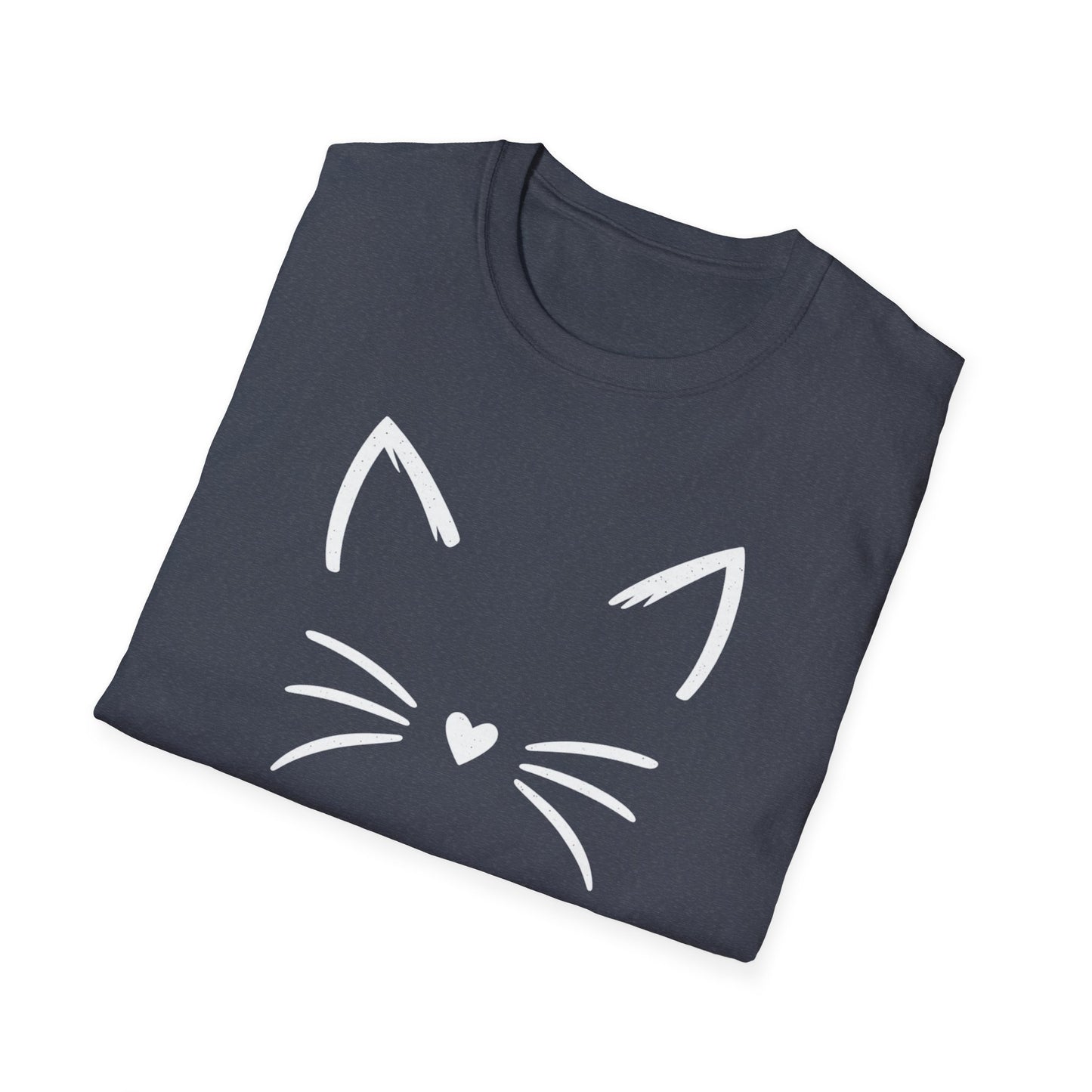 Camiseta con cara de gato y nariz de corazón: una linda camiseta con gráficos minimalistas para amantes de los gatos