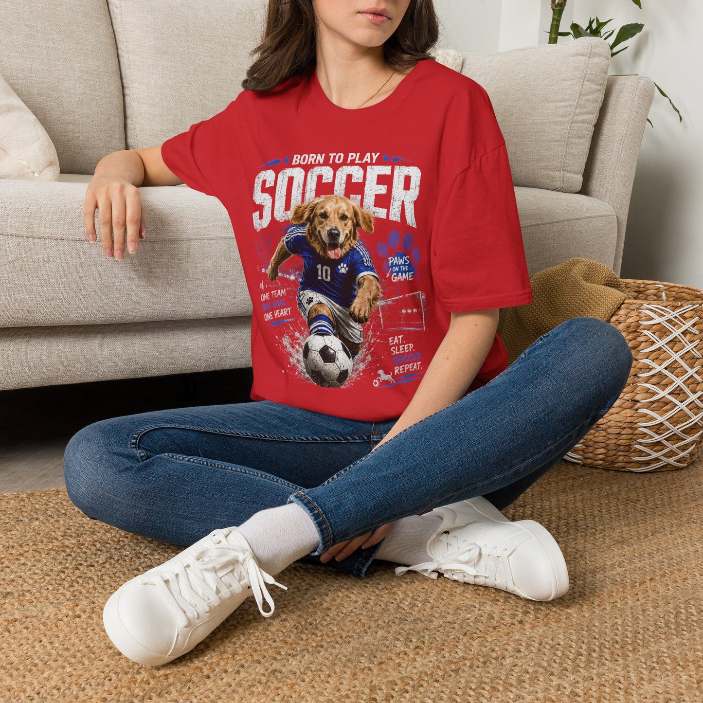 Born to Play Soccer T-Shirt — Golden Retriever Soccer Dog Design