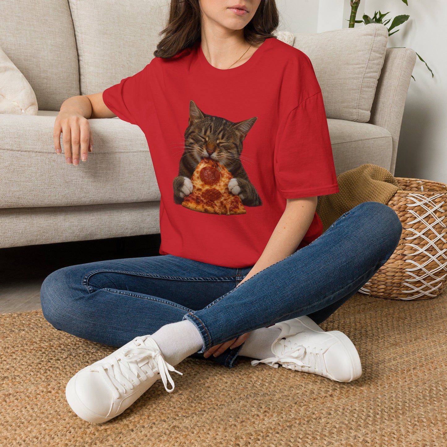 Cat Eating Pizza T-Shirt — Cute Pizza-Loving Cat Graphic Tee