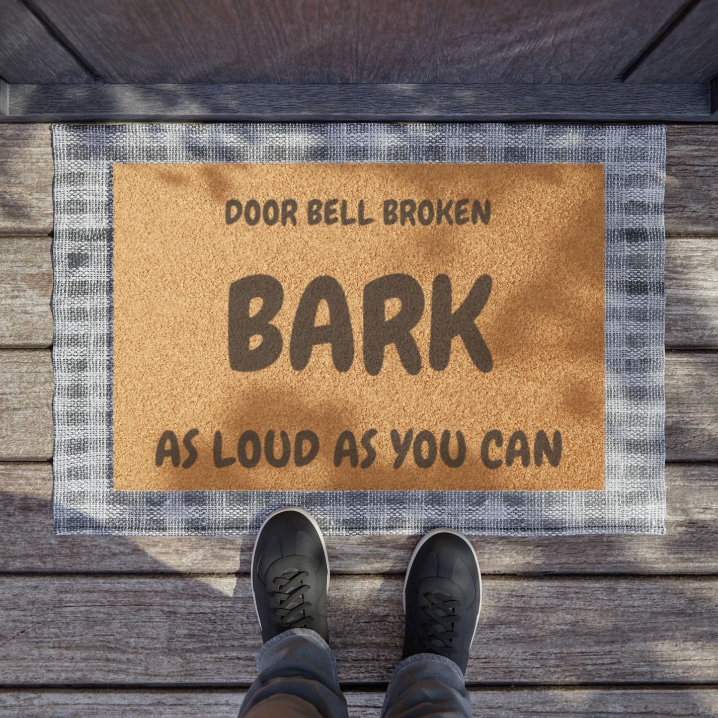 Doormat — "Door Bell Broken Bark As Loud As You Can" Funny Dog Welcome Mat