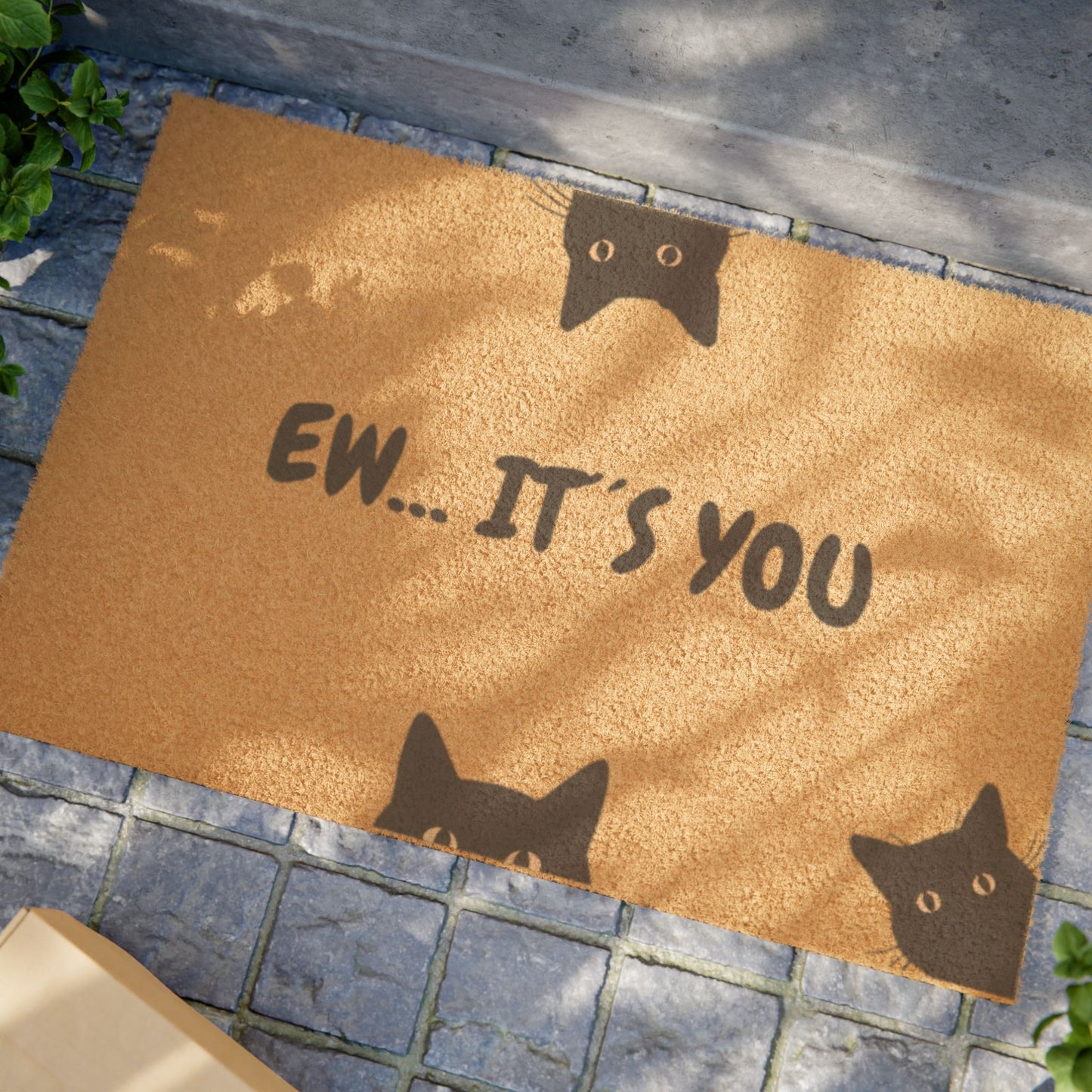 Felpudo — "Ew, eres tú" Felpudo de bienvenida con un gato divertido