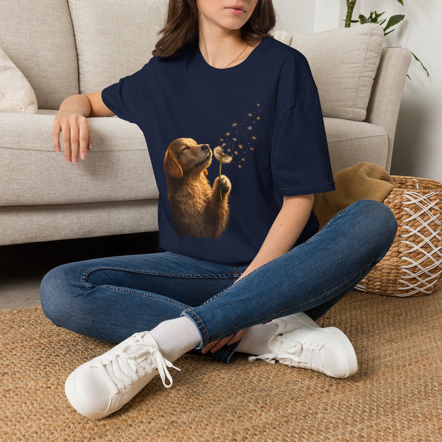 Puppy & Dandelion T-Shirt — Cute Dog Blowing Dandelion Graphic Tee