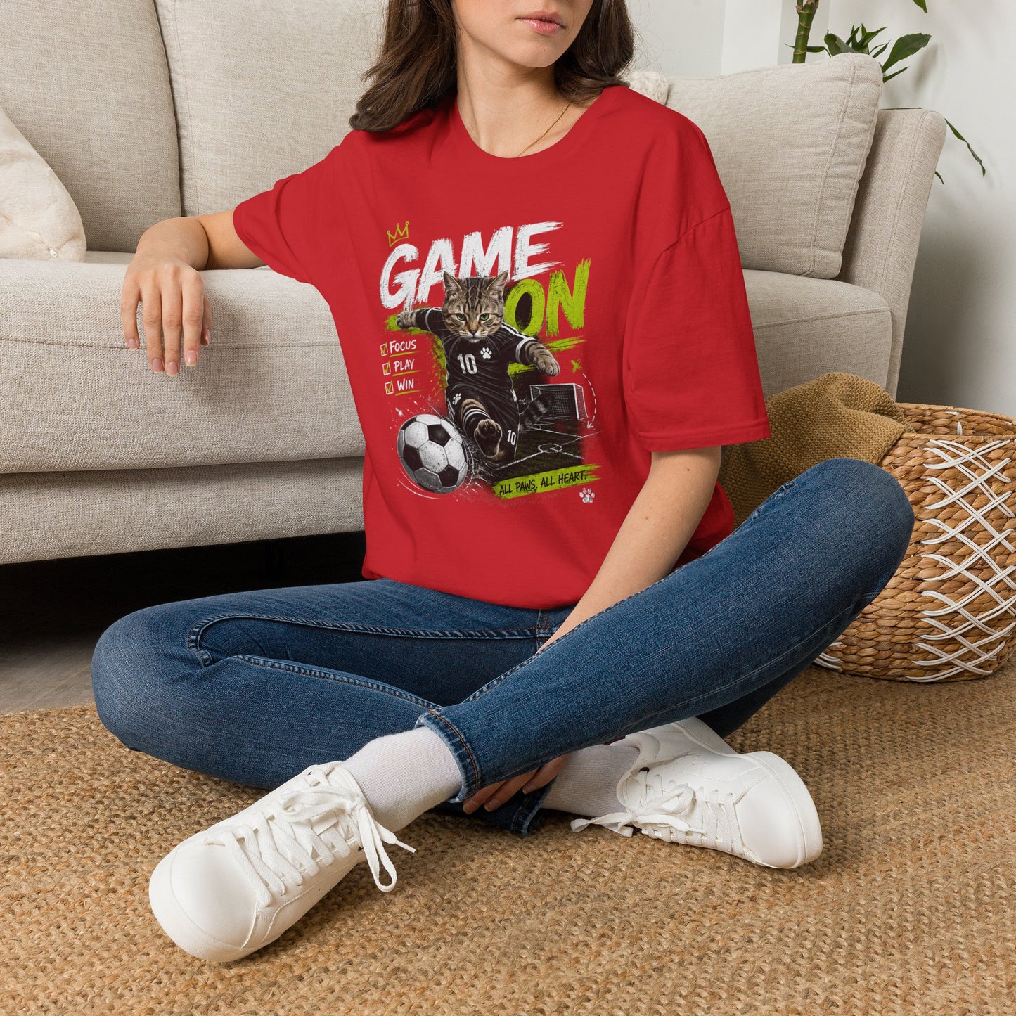 Game On Soccer T‑Shirt — Cat Player Design (Focus • Play • Win)