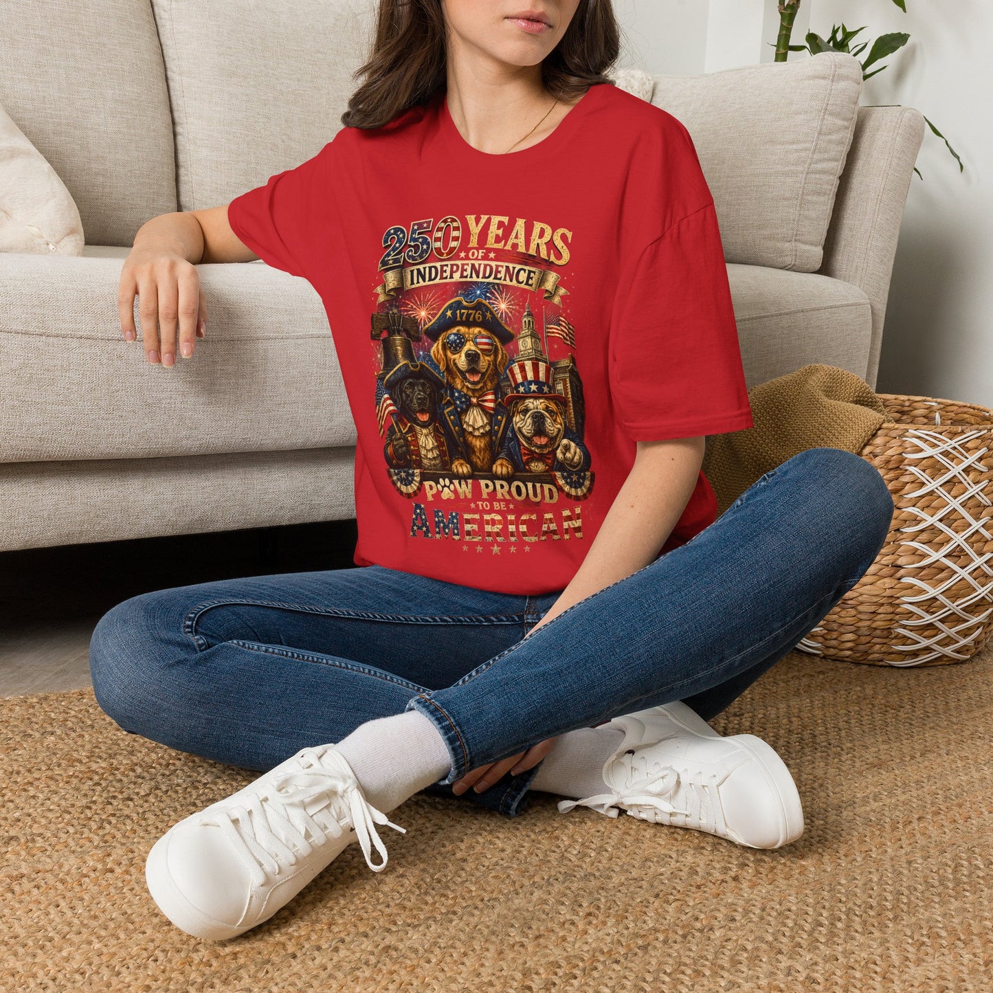 250 Years of Independence Dog T-Shirt — Paw Proud American 1776 Patriotic Tee