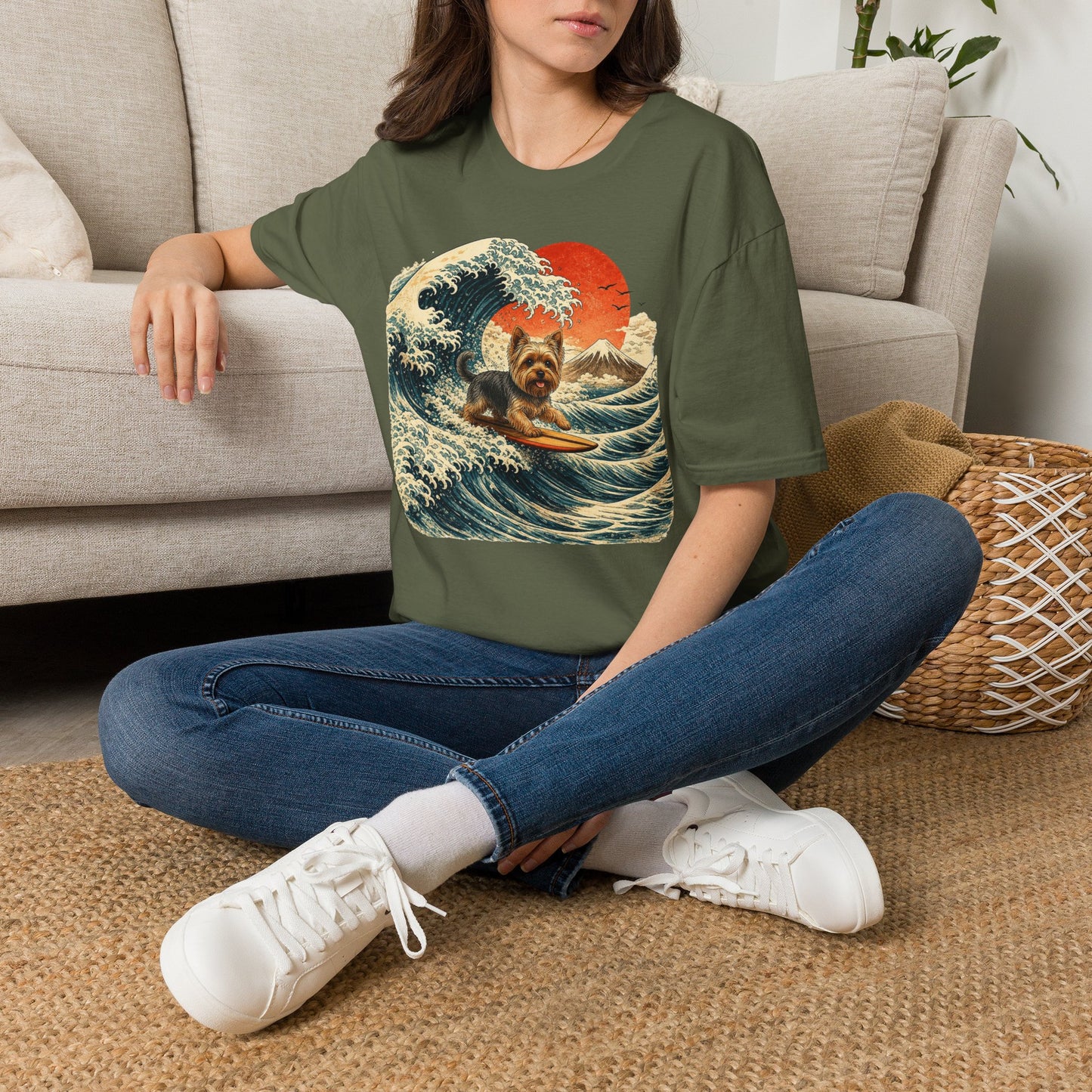 Yorkshire Terrier Wave T-Shirt — Japanese Wave Surf Dog Graphic Tee