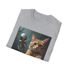 Camiseta Selfie Extraterrestre — Camiseta con gráfico de un lindo gato pelirrojo y un amigo OVNI