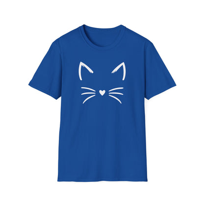 Camiseta con cara de gato y nariz de corazón: una linda camiseta con gráficos minimalistas para amantes de los gatos
