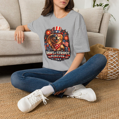 Patriotic Dog T-Shirt — "Paws & Stripes Forever" 4th of July Tee