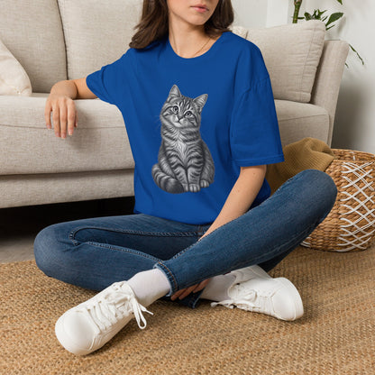 Cat Portrait T-Shirt — Realistic Gray Tabby Kitten Tee