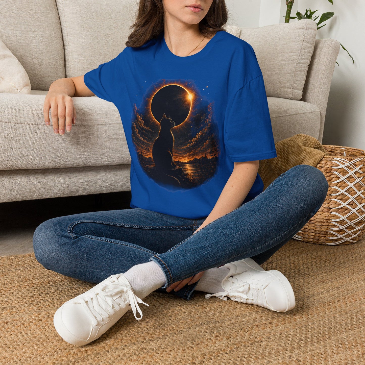 Eclipse Cat T-Shirt — Cosmic Solar Eclipse Cat Silhouette Tee