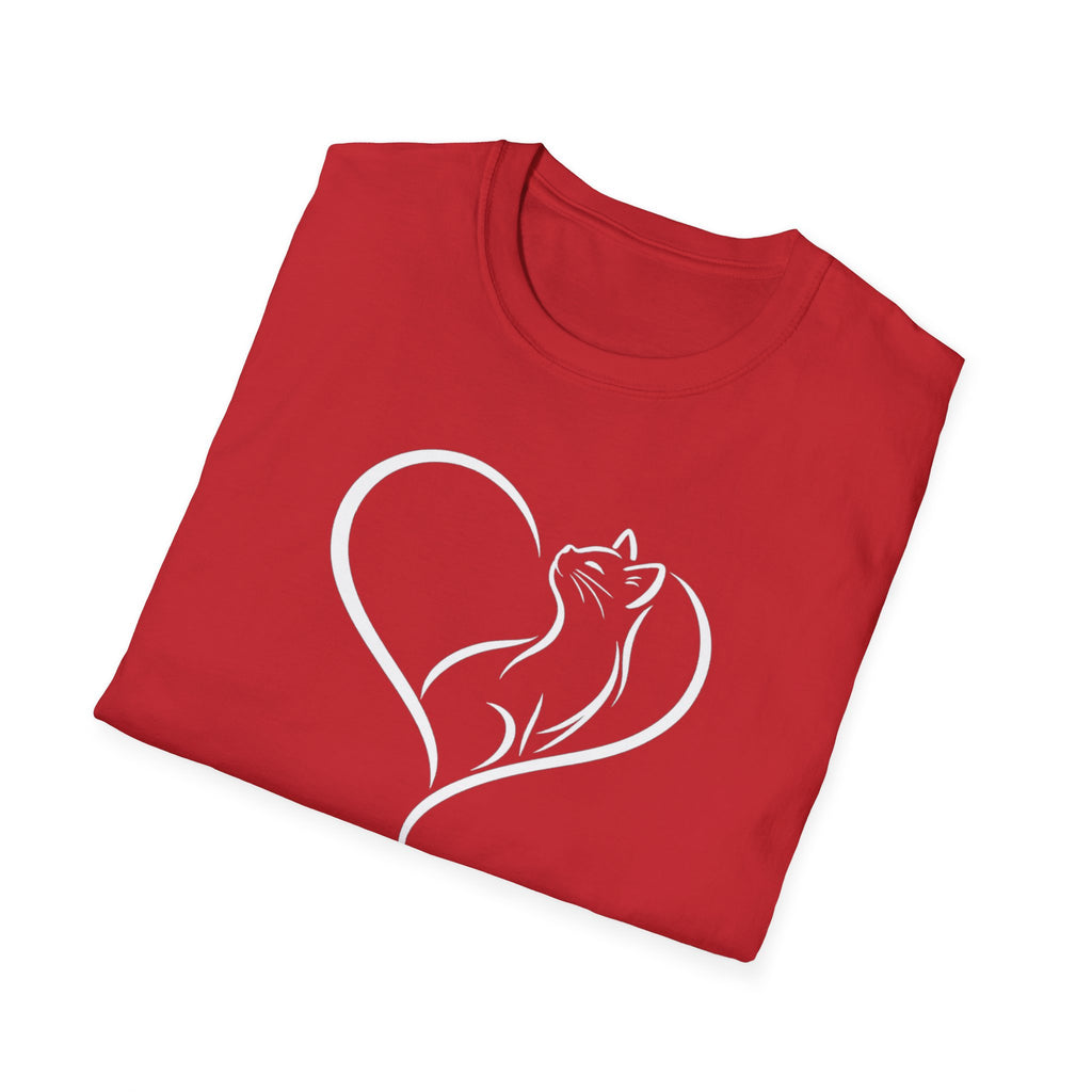 Cat Heart T-Shirt — Minimal Silhouette Cat Lover Tee