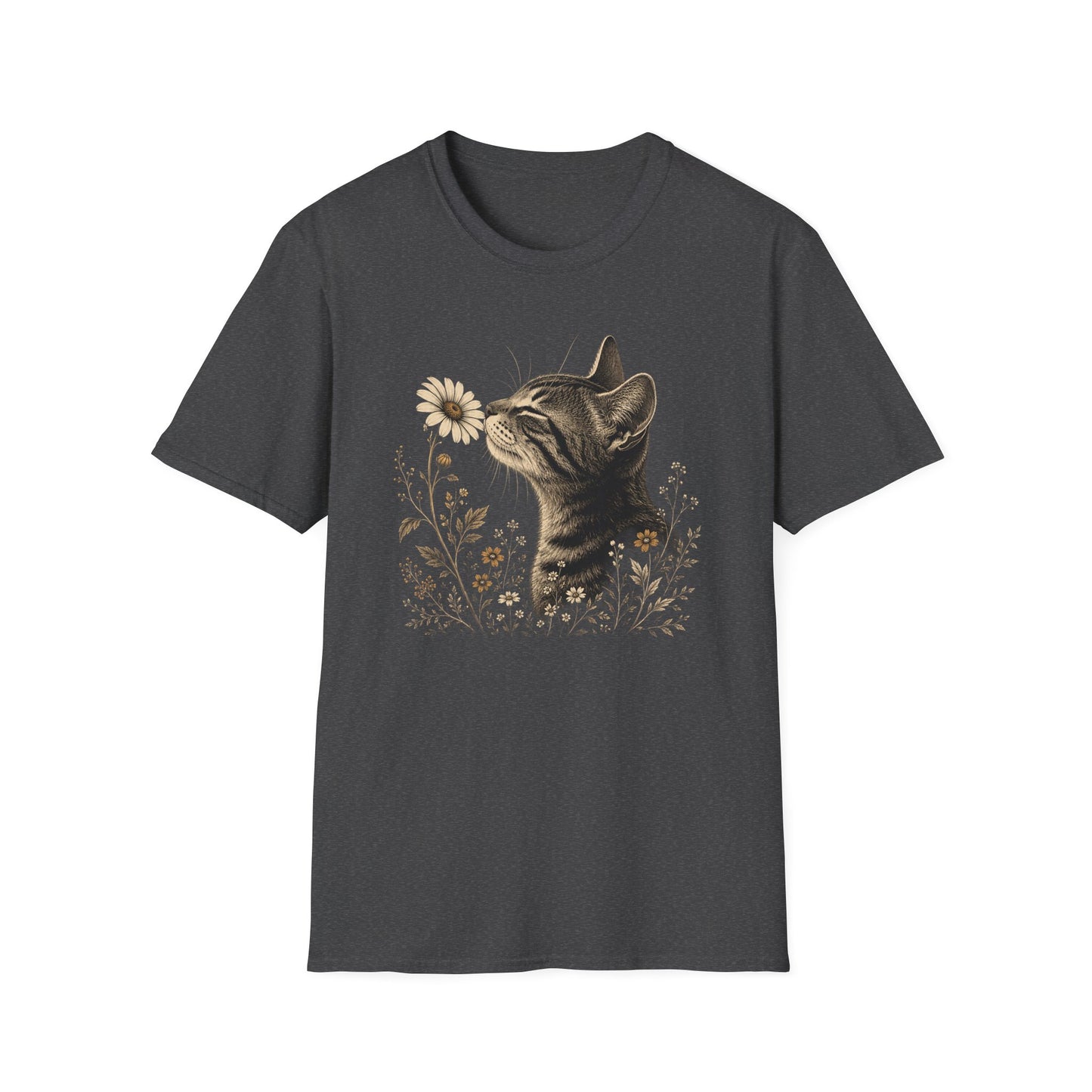 Cat & Wildflower T-Shirt — Whimsical Floral Kitty Tee