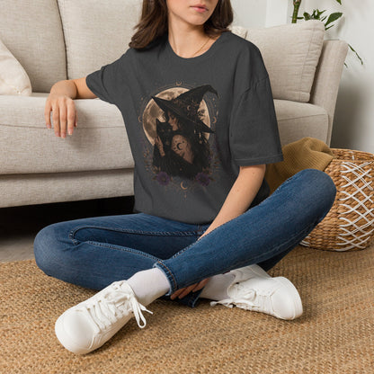 Witch Cat Moon T-Shirt – Gothic Witchcraft Graphic Tee