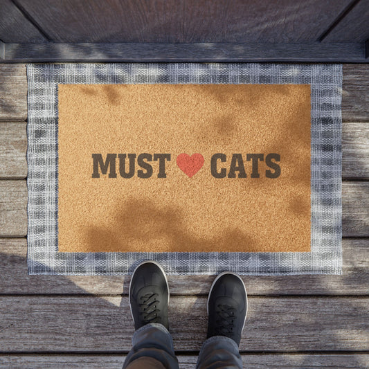 Doormat — "Must  Love Cats" Welcome Mat for Cat Lovers