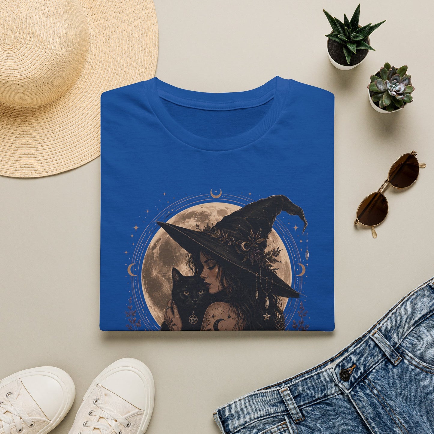 Witch Cat Moon T-Shirt – Gothic Witchcraft Graphic Tee