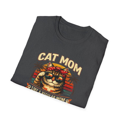 Cat Mom T-Shirt — "Cat Mom Like A Regular Mom But Cooler" Retro Graphic Tee