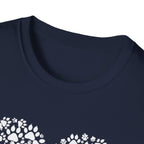 Paw Heart T-Shirt — White Doodle Paw Heart Graphic Tee