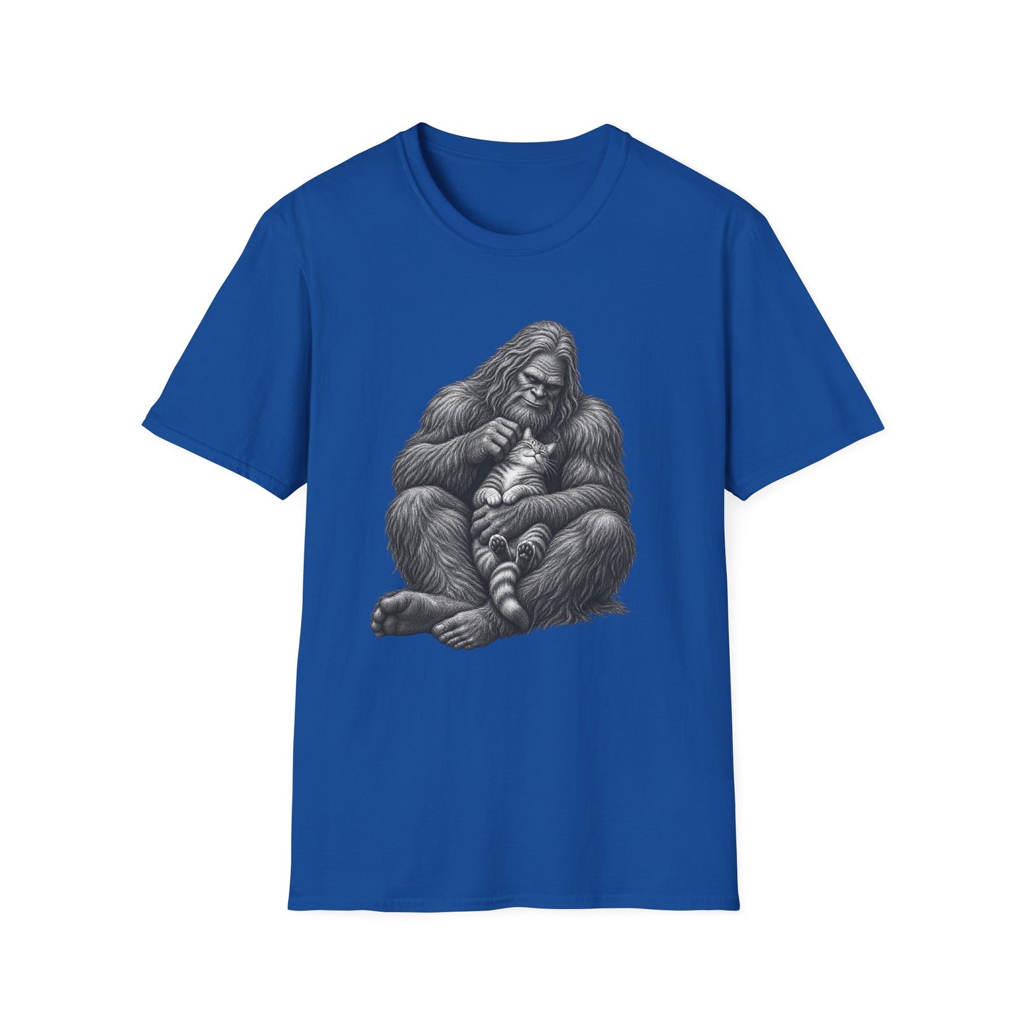 Bigfoot & Kitten T-Shirt — Cute Sasquatch Holding Cat Graphic Tee