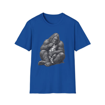 Bigfoot & Kitten T-Shirt — Cute Sasquatch Holding Cat Graphic Tee