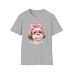 Shih Tzu Bubblegum Bow T-Shirt — Cute Puppy Tee for Dog Lovers