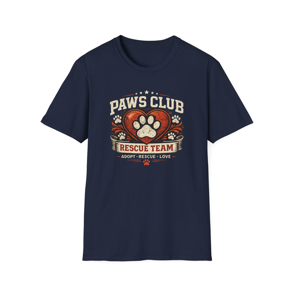 Paws Club Rescue Team T-Shirt – Adopt, Rescue, Love Dog & Cat Rescue Tee
