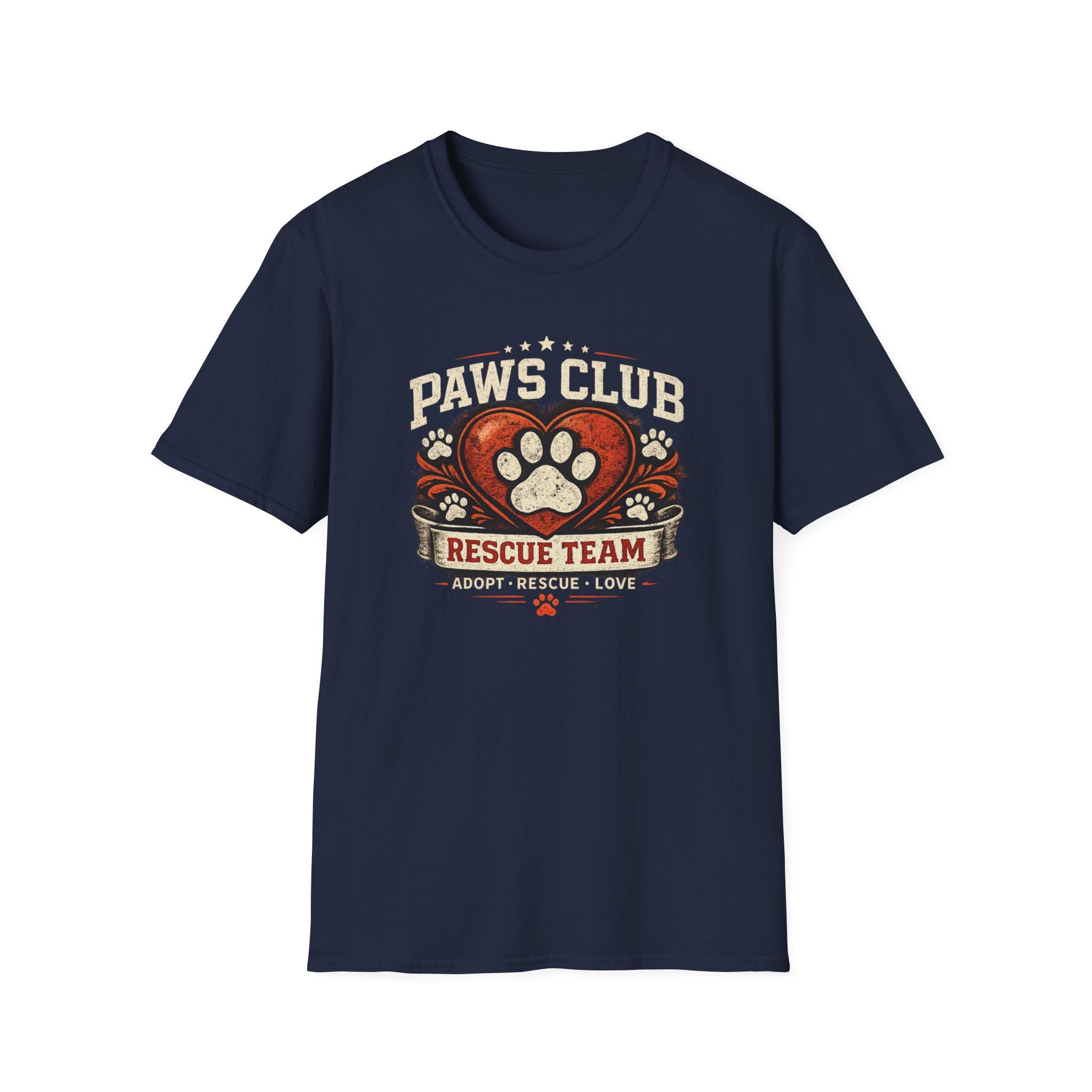 Paws Club Rescue Team T-Shirt – Adopt, Rescue, Love Dog & Cat Rescue Tee