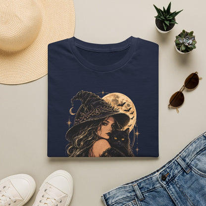 Witch & Black Cat Moon T-Shirt — Mystical Halloween Graphic Tee
