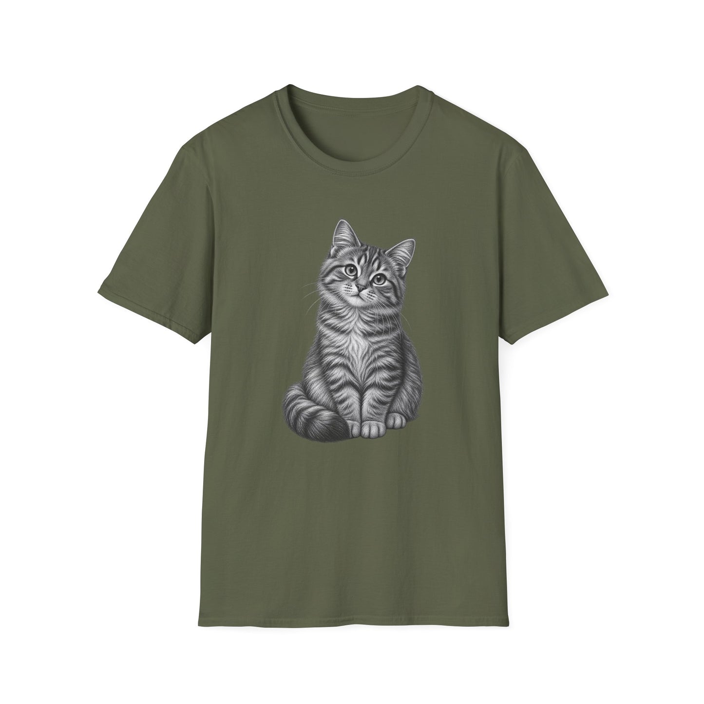 Cat Portrait T-Shirt — Realistic Gray Tabby Kitten Tee