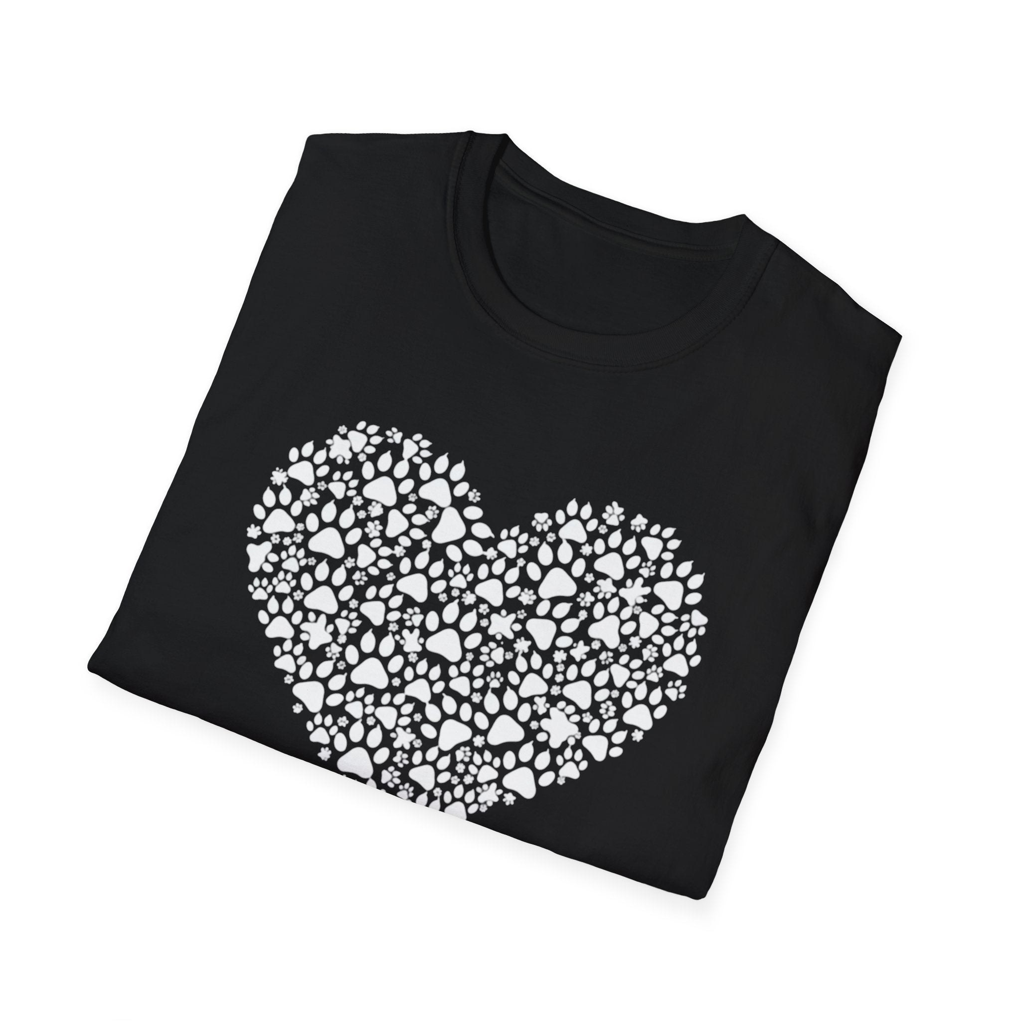 Paw Heart T-Shirt — White Doodle Paw Heart Graphic Tee