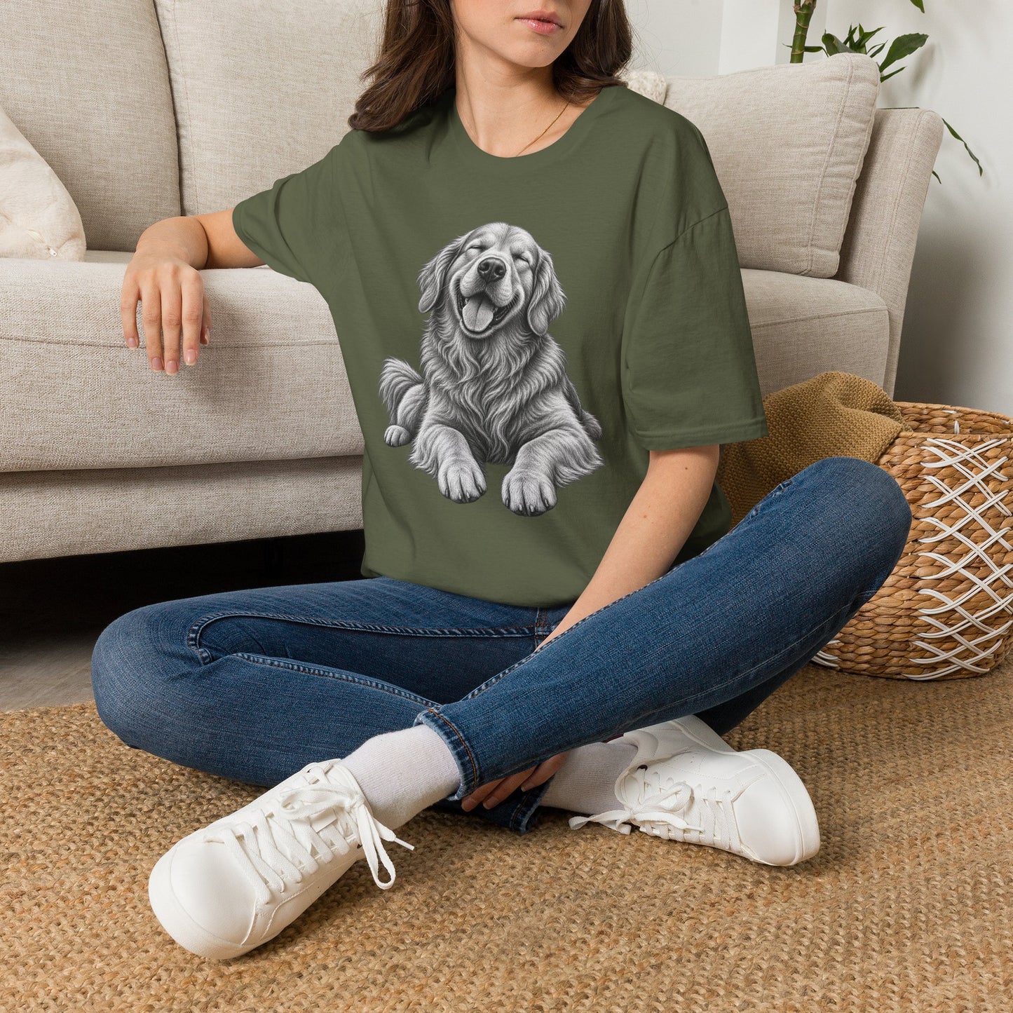 Golden Retriever Portrait T-Shirt — Smiling Dog Graphic Tee for Dog Lovers