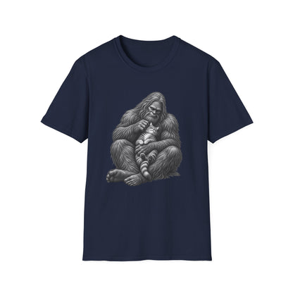 Bigfoot & Kitten T-Shirt — Cute Sasquatch Holding Cat Graphic Tee