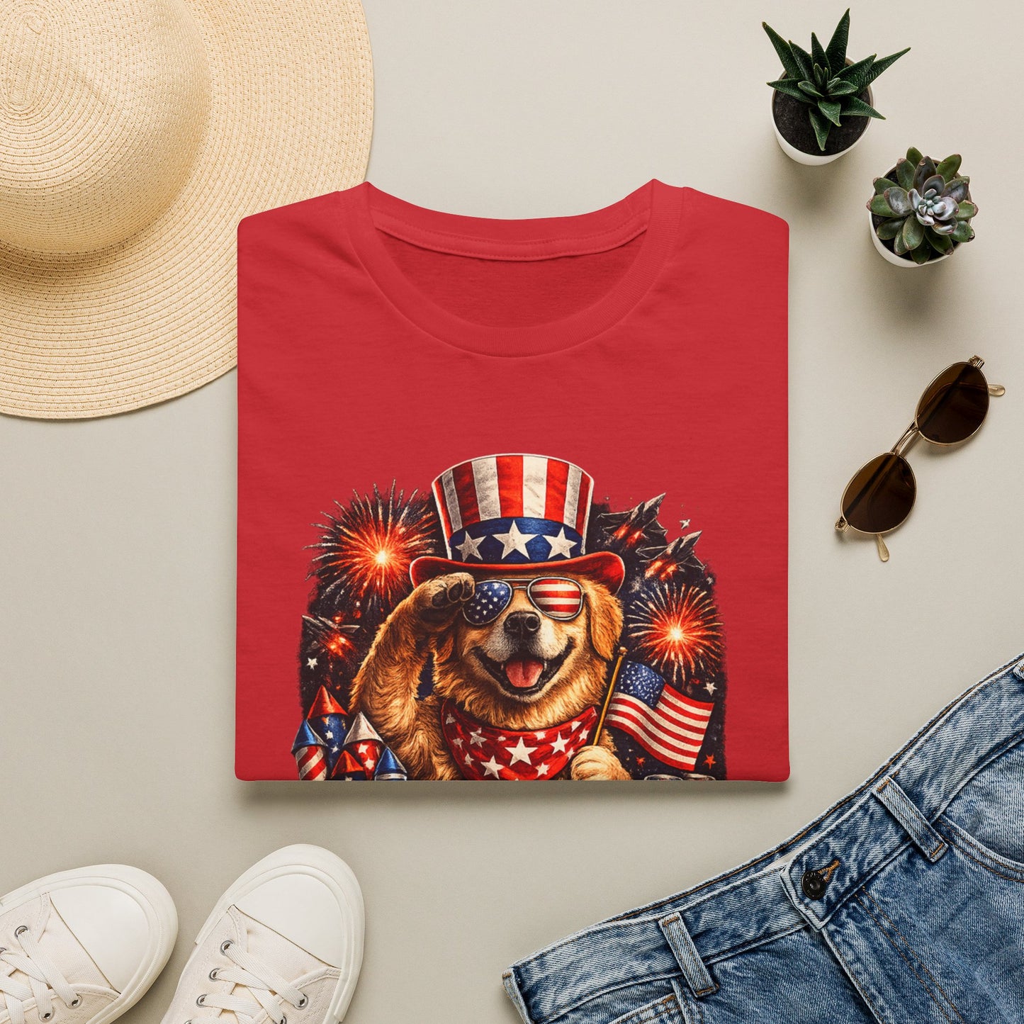 Patriotic Dog T-Shirt — "Paws & Stripes Forever" 4th of July Tee
