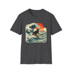Surfing Cat T-Shirt — Retro Wave Japanese-Style Sunset Graphic Tee