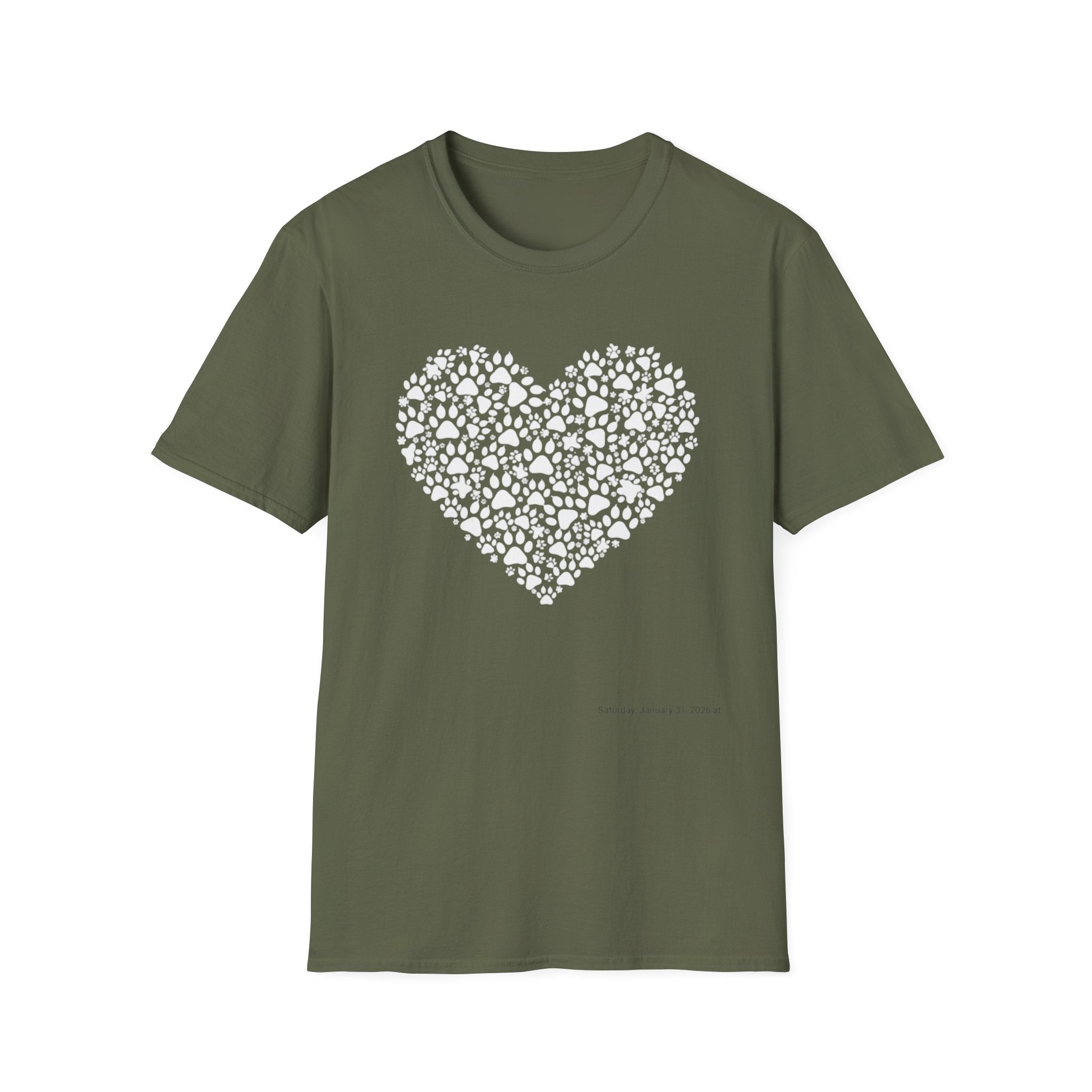 Paw Heart T-Shirt — White Doodle Paw Heart Graphic Tee