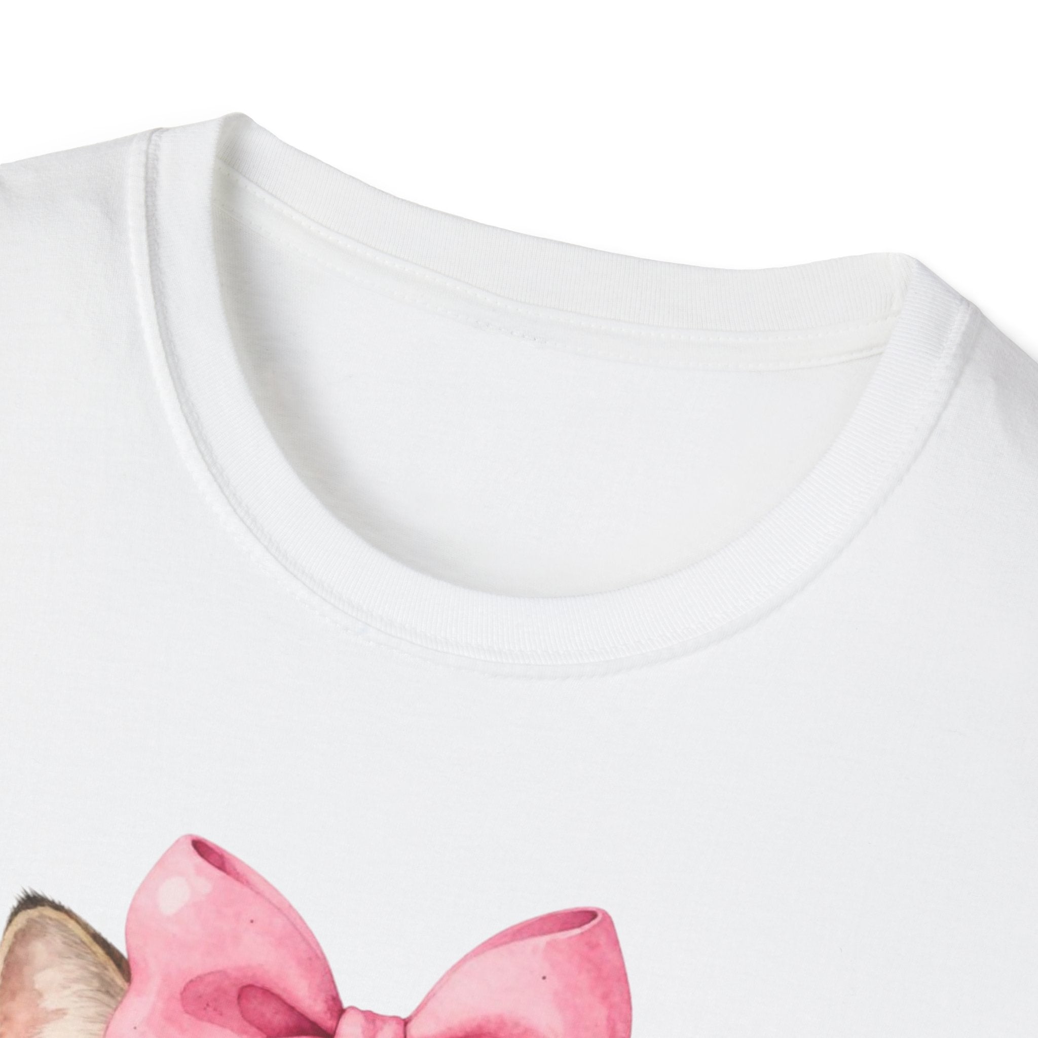 Cute Cat T-Shirt — Kitty with Glasses, Pink Bow & Bubblegum
