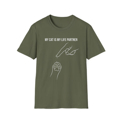 Cat Paw Partner T‑Shirt — "My Cat Is My Life Partner" Cute Cat Lover Tee