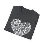 Paw Heart T-Shirt — White Doodle Paw Heart Graphic Tee