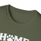 T‑Shirt — "Home Is Where the Paw Prints Lead To" Pet Lover Graphic Tee