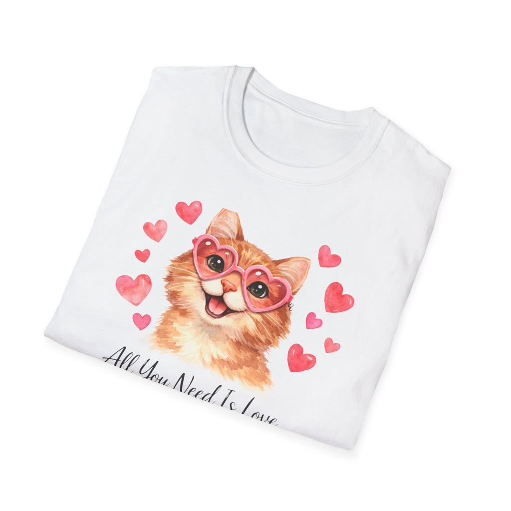 All You Need Is Love... and a Cat T-Shirt — Cute Heart Sunglasses Kitty Tee
