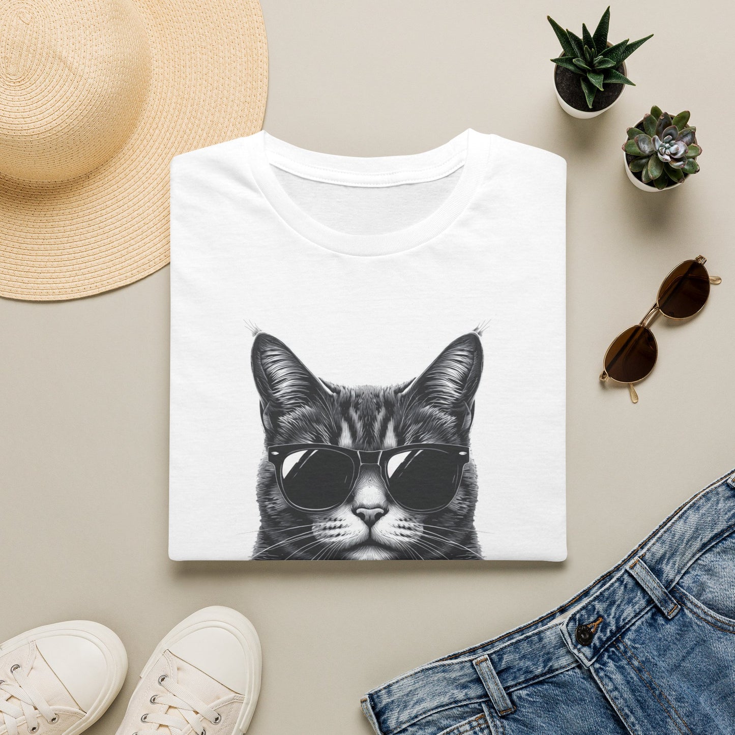 Cat With Sunglasses T-Shirt — Cool Retro Cat Graphic Tee