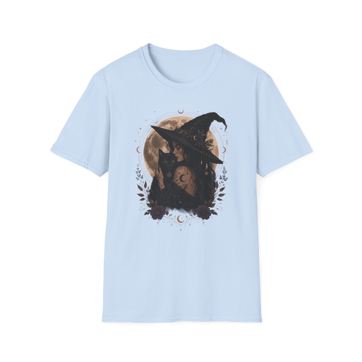 Witch Cat Moon T-Shirt – Gothic Witchcraft Graphic Tee