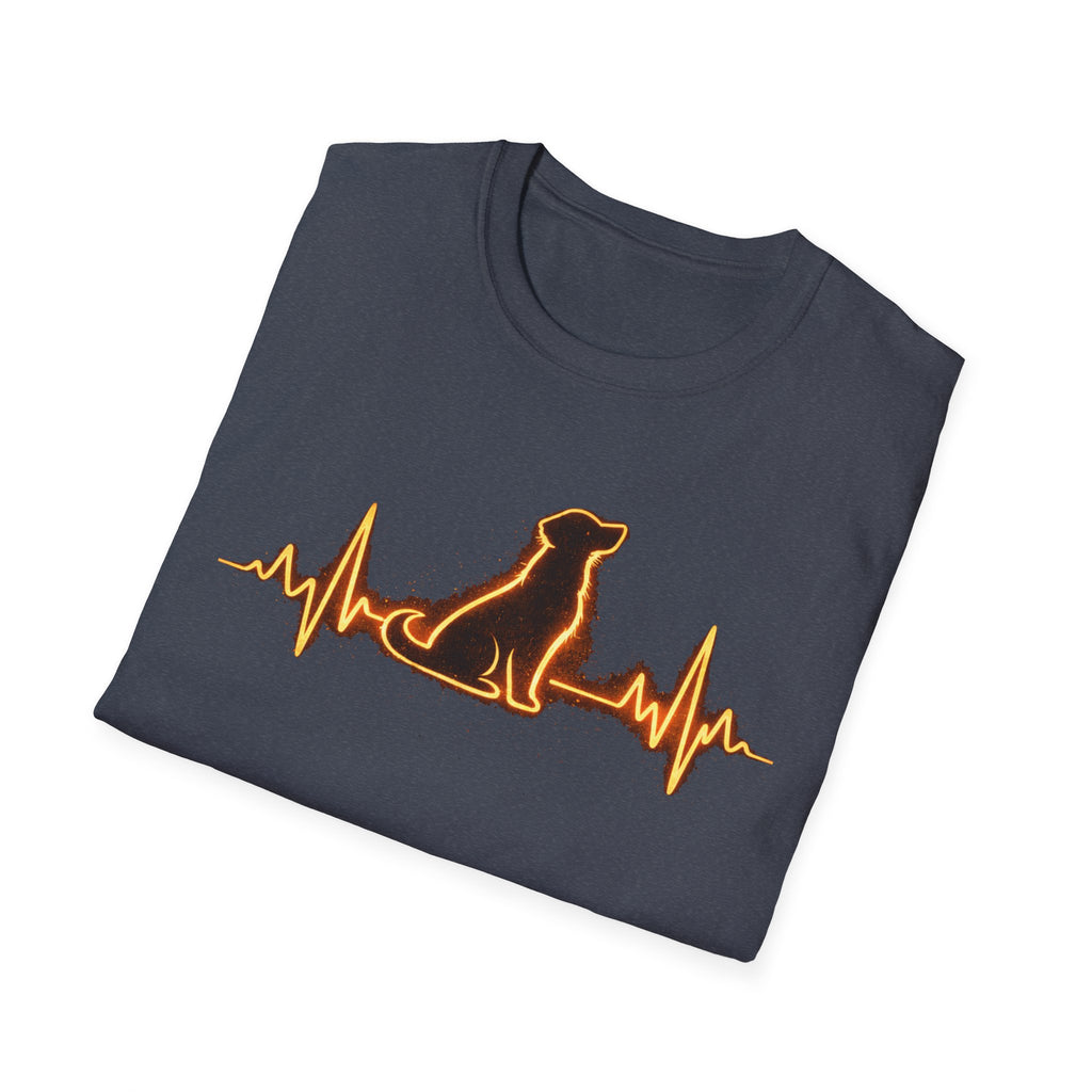 Dog Heartbeat T-Shirt — Neon Dog ECG Graphic Tee