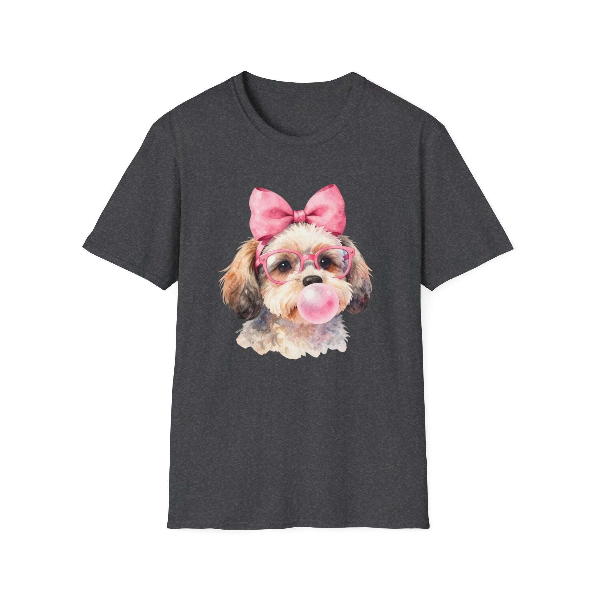 Shih Tzu Bubblegum Bow T-Shirt — Cute Puppy Tee for Dog Lovers