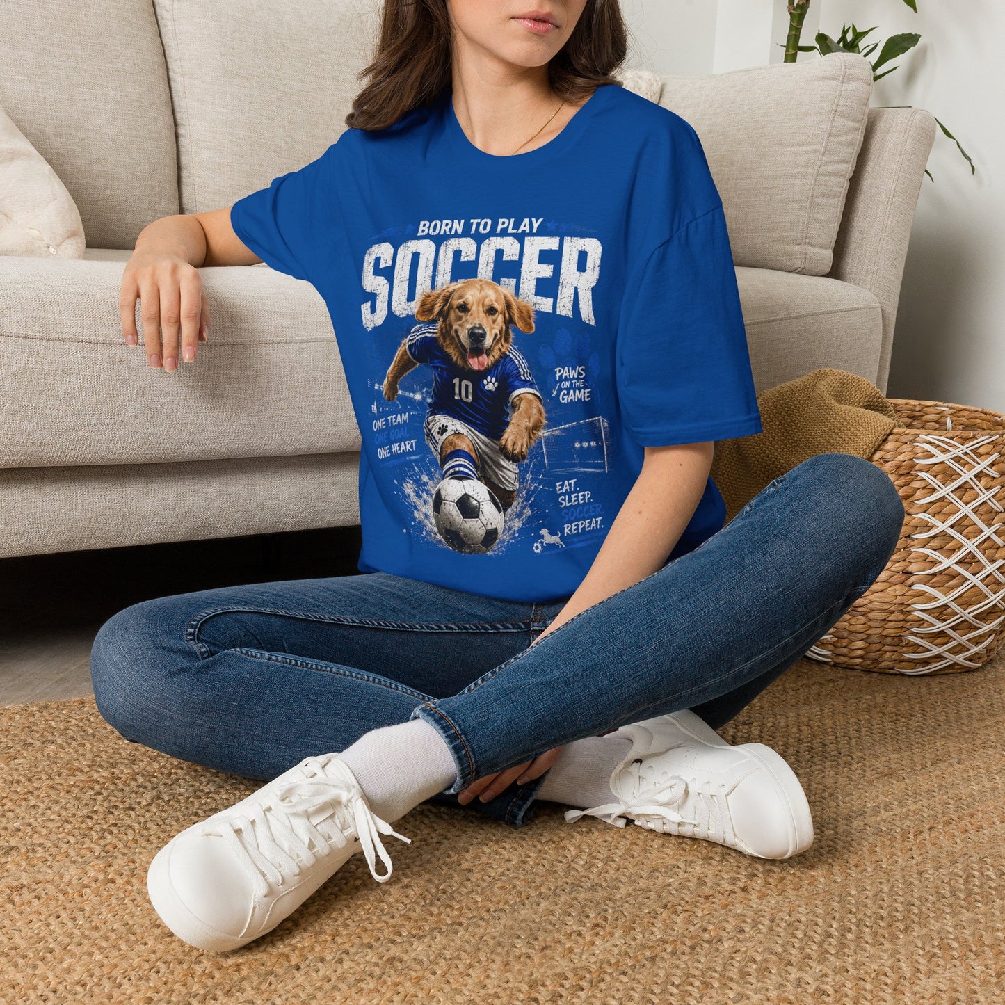 Born to Play Soccer T-Shirt — Golden Retriever Soccer Dog Design