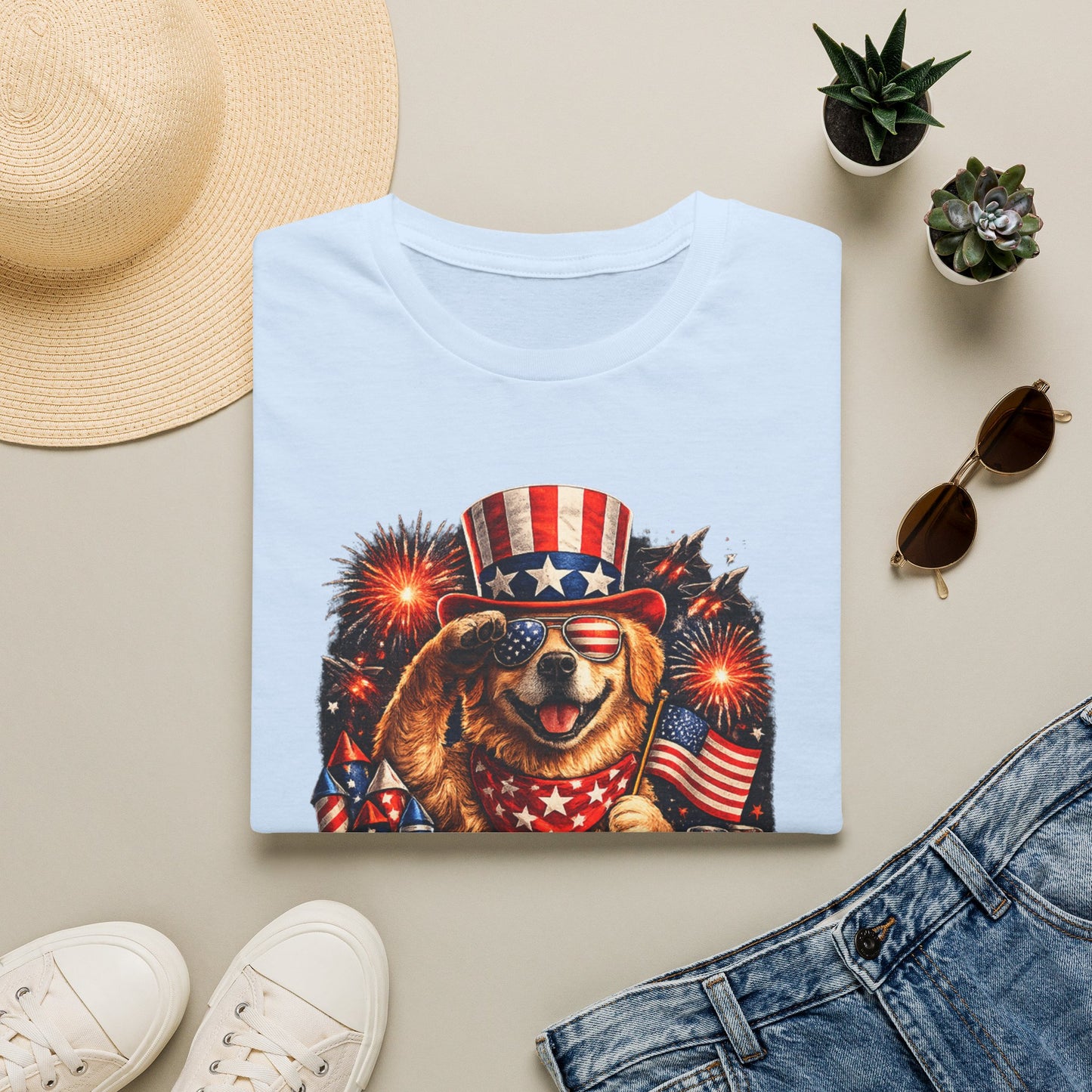 Patriotic Dog T-Shirt — "Paws & Stripes Forever" 4th of July Tee