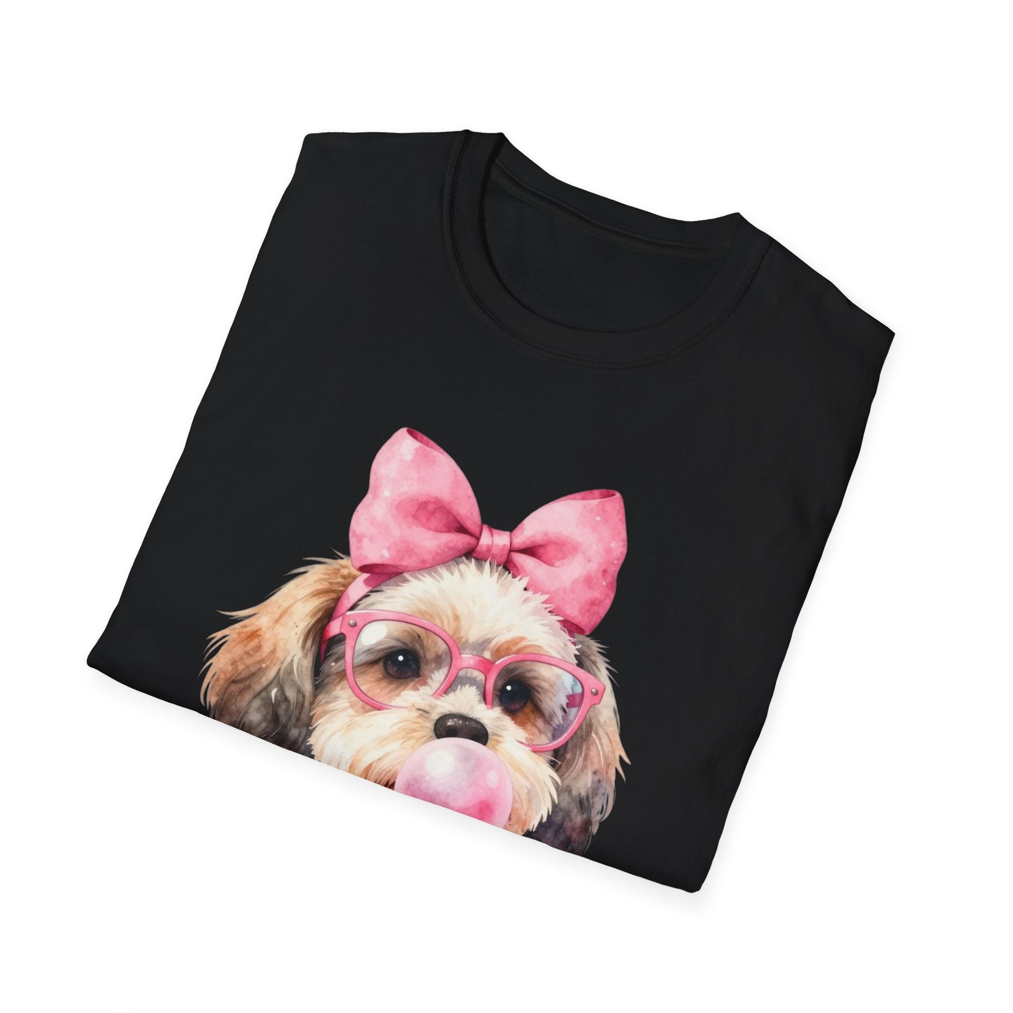 Shih Tzu Bubblegum Bow T-Shirt — Cute Puppy Tee for Dog Lovers