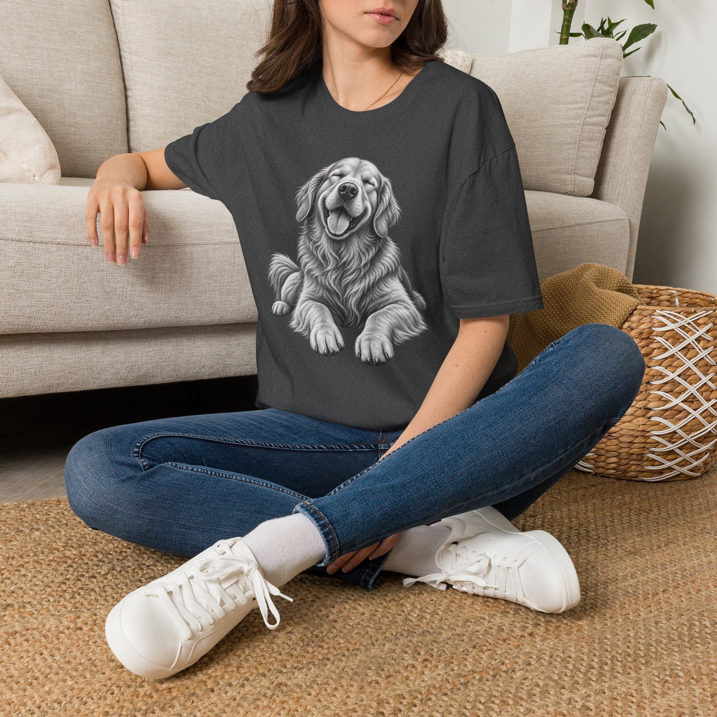 Golden Retriever Portrait T-Shirt — Smiling Dog Graphic Tee for Dog Lovers