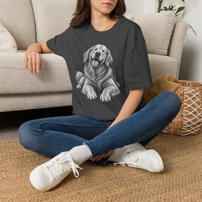 Golden Retriever Portrait T-Shirt — Smiling Dog Graphic Tee for Dog Lovers