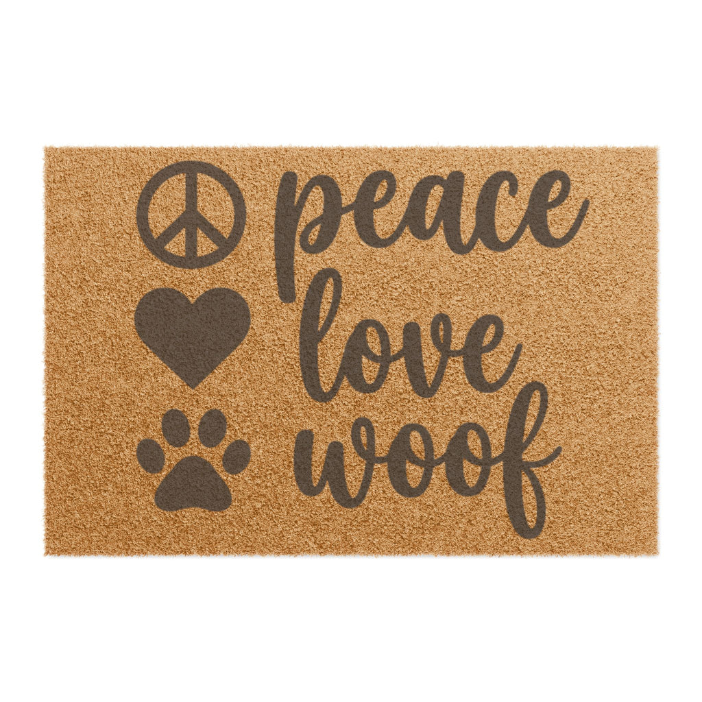 Peace Love Woof Doormat – Dog Lover Welcome Mat